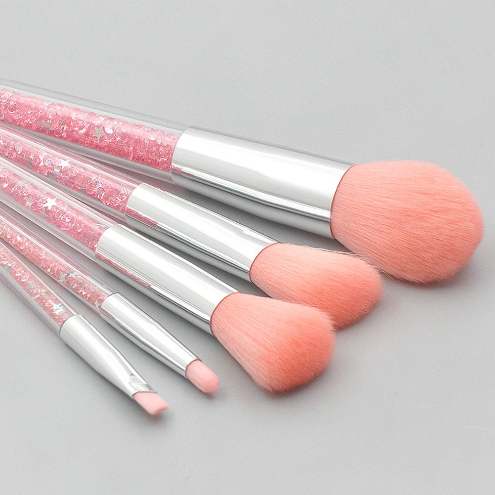 EXCLUZO 5-Piece Makeup Brush Set - Foundation Brush, Powder Brush, Eyebrow Brush - Professional Cosmetic Brushes for Women & Girls | Perfect for Daily Makeup, Contouring & Beauty Routines