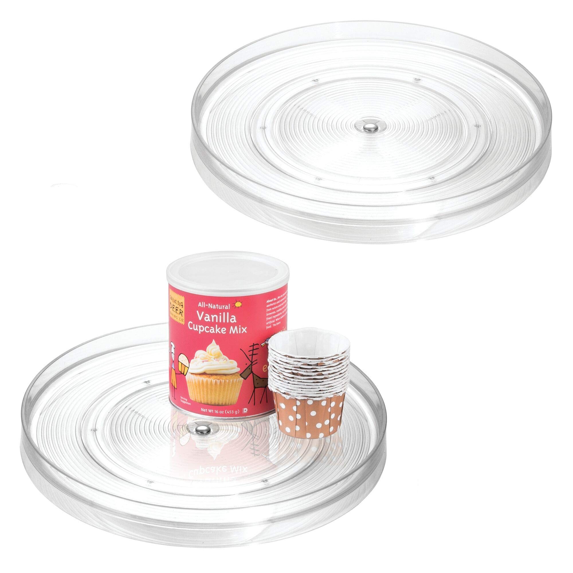 iDesign Linus 11-Inch Clear Turntable Organizer - 2-Pack for Kitchen, Pantry, Countertop Storage | Perfect for Spices, Cosmetics & Bathroom Essentials