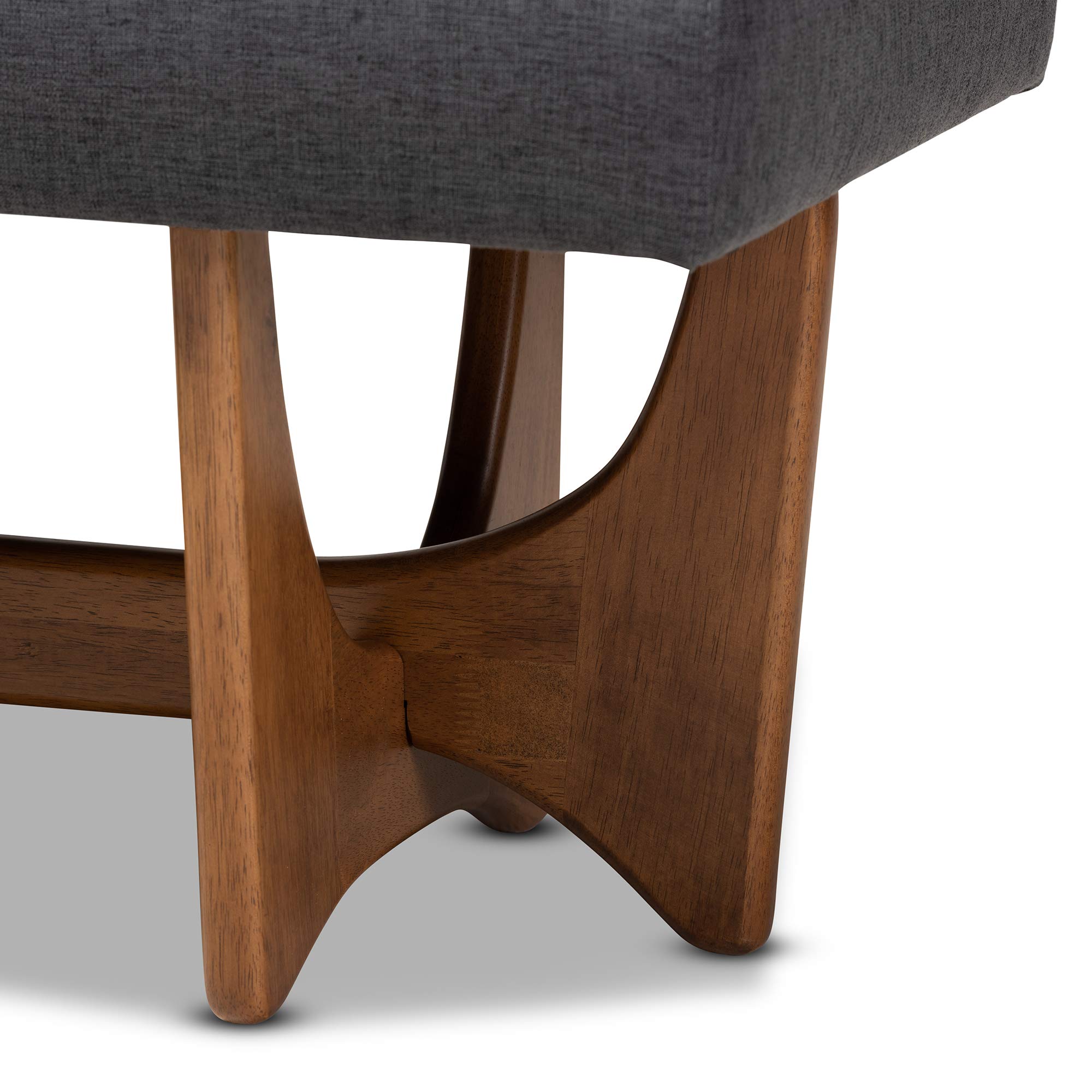Baxton Studio Modern Wooden Bench with Dark Grey Upholstery & Walnut Finish - Perfect for Entryway, Living Room, or Bedroom Seating