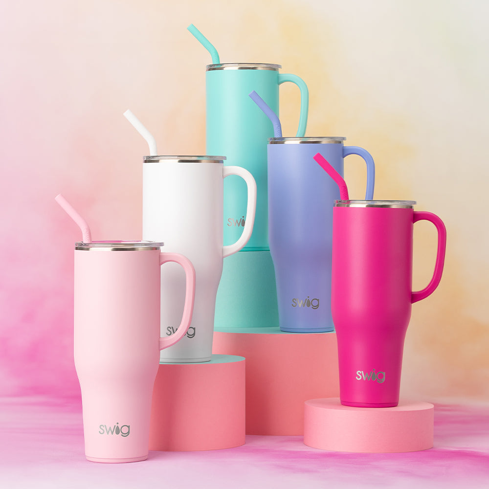 Hot Pink Mega Mug 40oz - Large Insulated Tumbler with Lid & Straw - Perfect for Coffee, Tea & Cold Drinks - Great for Office, Travel & Outdoor Activities