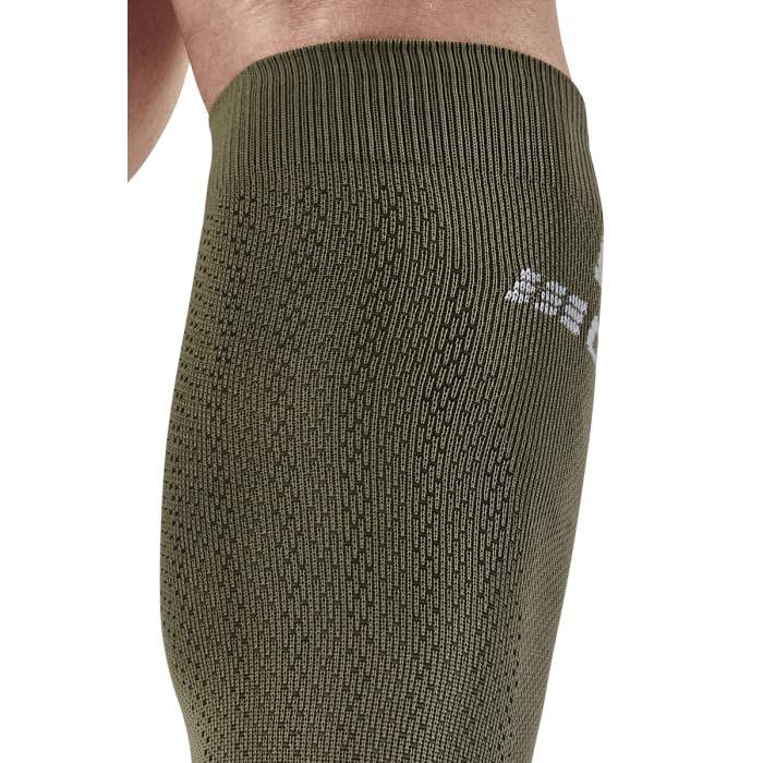 CEP Men's The Run Socks Tall V4 - Compression Socks for Running & Recovery, Olive/Black (WP30RR) - Perfect for Marathon, Workout & Post-Exercise Muscle Support
