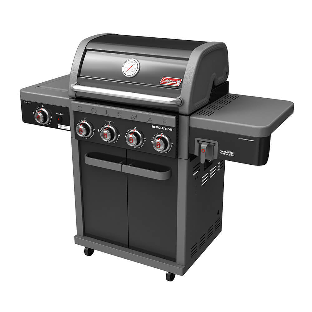 Coleman Revolution 4-Burner Propane Gas Grill with Side Burner - Black Gloss Finish | Outdoor Camping, Backyard BBQ & Tailgating Grill for Family Gatherings