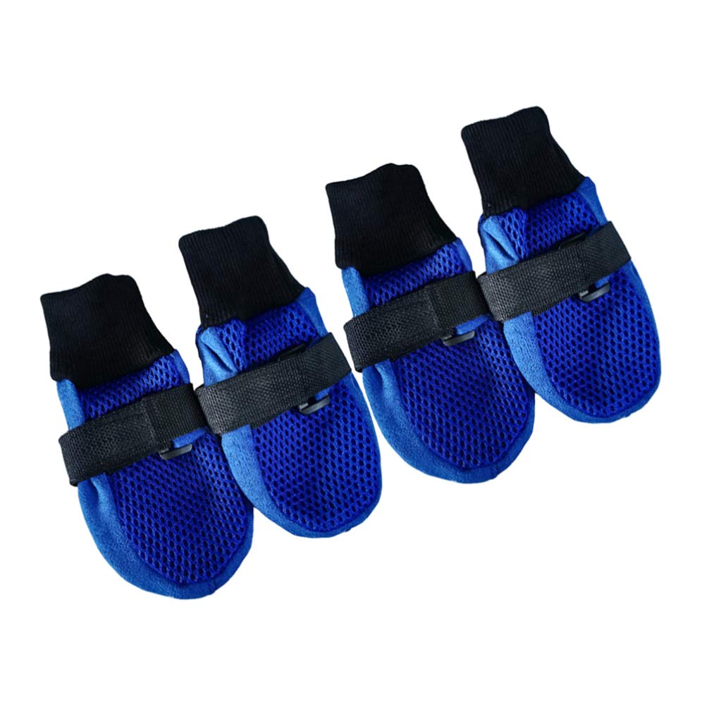 POPETPOP 4Pcs Breathable Mesh Dog Boots with Soft Rubber Sole - Non-Slip Paw Protectors for Small to Large Dogs | Waterproof Dog Shoes for Walking, Hiking & Outdoor Adventures (Blue, Size S)