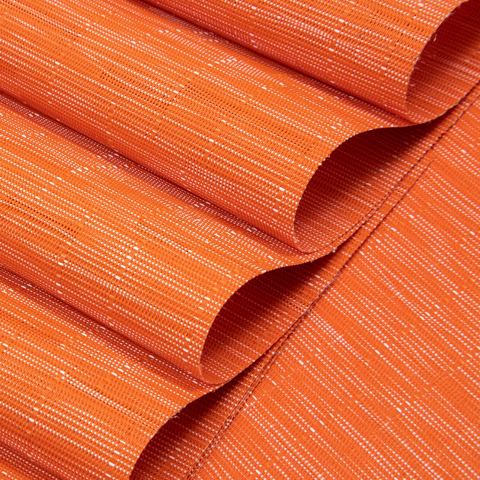 SHACOS 4-Pack Round Vinyl Placemats - Heat Resistant, Wipe Clean Table Mats for Dining - Wedge Design in Orange - Perfect for Kitchen, Restaurant & Outdoor Use