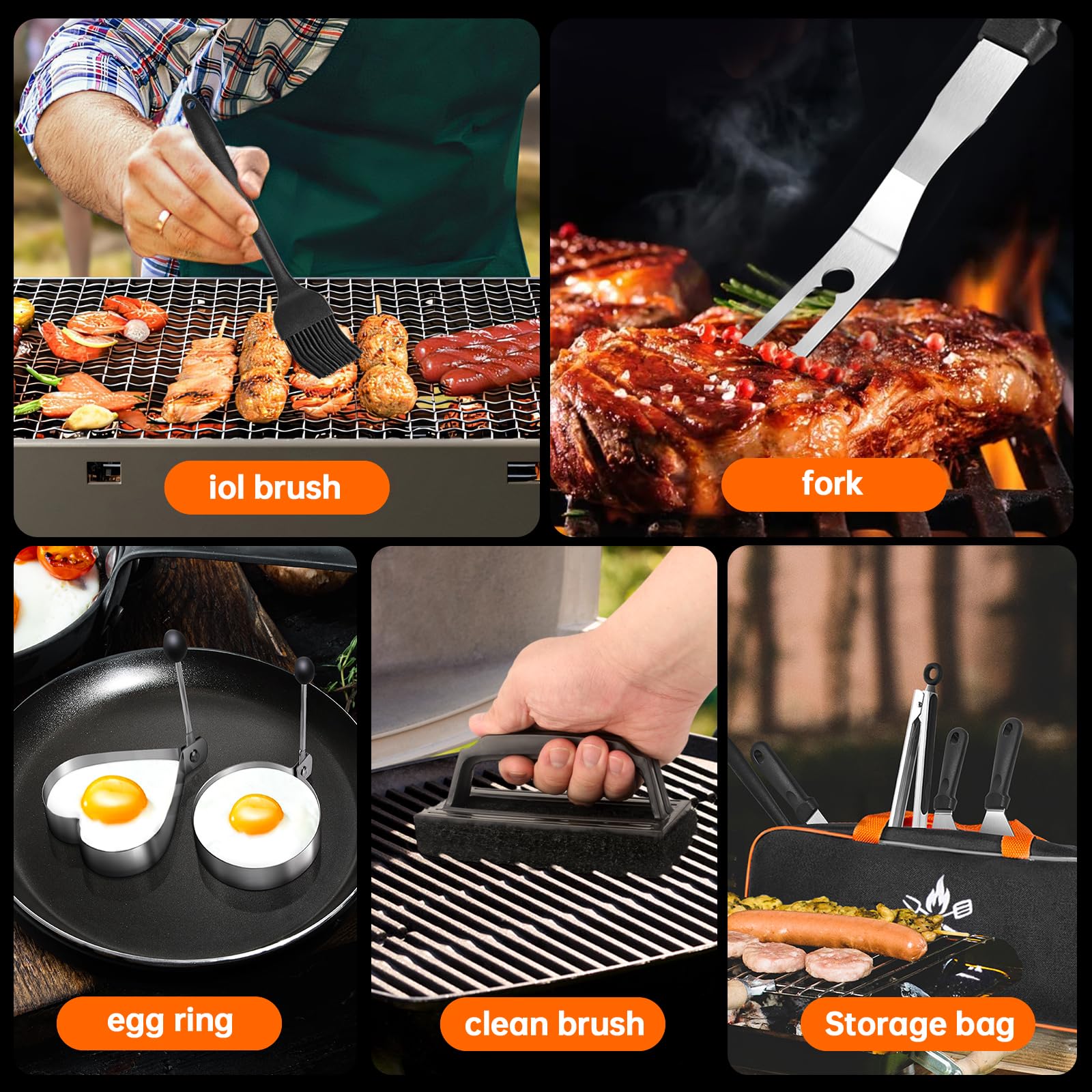 22PCS Griddle Accessories Kit for Blackstone & Camp Chef - Premium Flat Top Grill Tools Set with XL Spatulas, Basting Cover, Scraper & Silicone Grill Mat - Perfect for Outdoor BBQ, Camping & Backyard Cooking