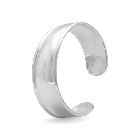 Sterling Silver 19mm Polished Edge Cuff Bracelet for Women - Elegant Minimalist Jewelry for Everyday Wear, Special Occasions & Gifts