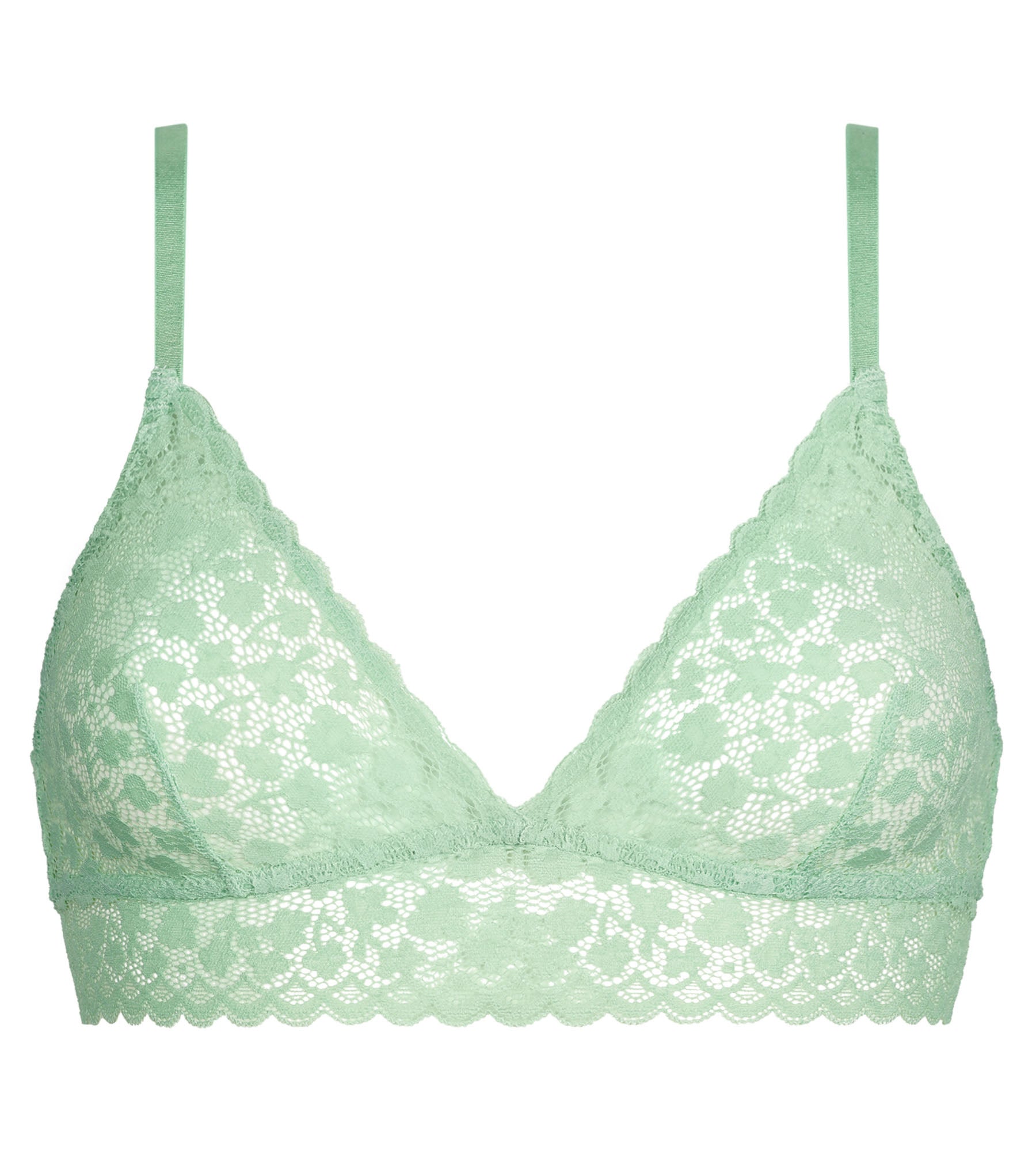 Floral Lace Triangle Bralette in Water Green Daisy Print - Comfortable & Stylish for Everyday Wear, Yoga, and Lounge