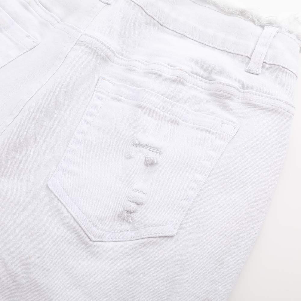 THUNDER STAR Women's Ripped Denim Shorts - Mid Rise Stretch Jean Shorts with Frayed Raw Hem | Perfect for Summer Outfits, Casual Wear & Beach Vacations