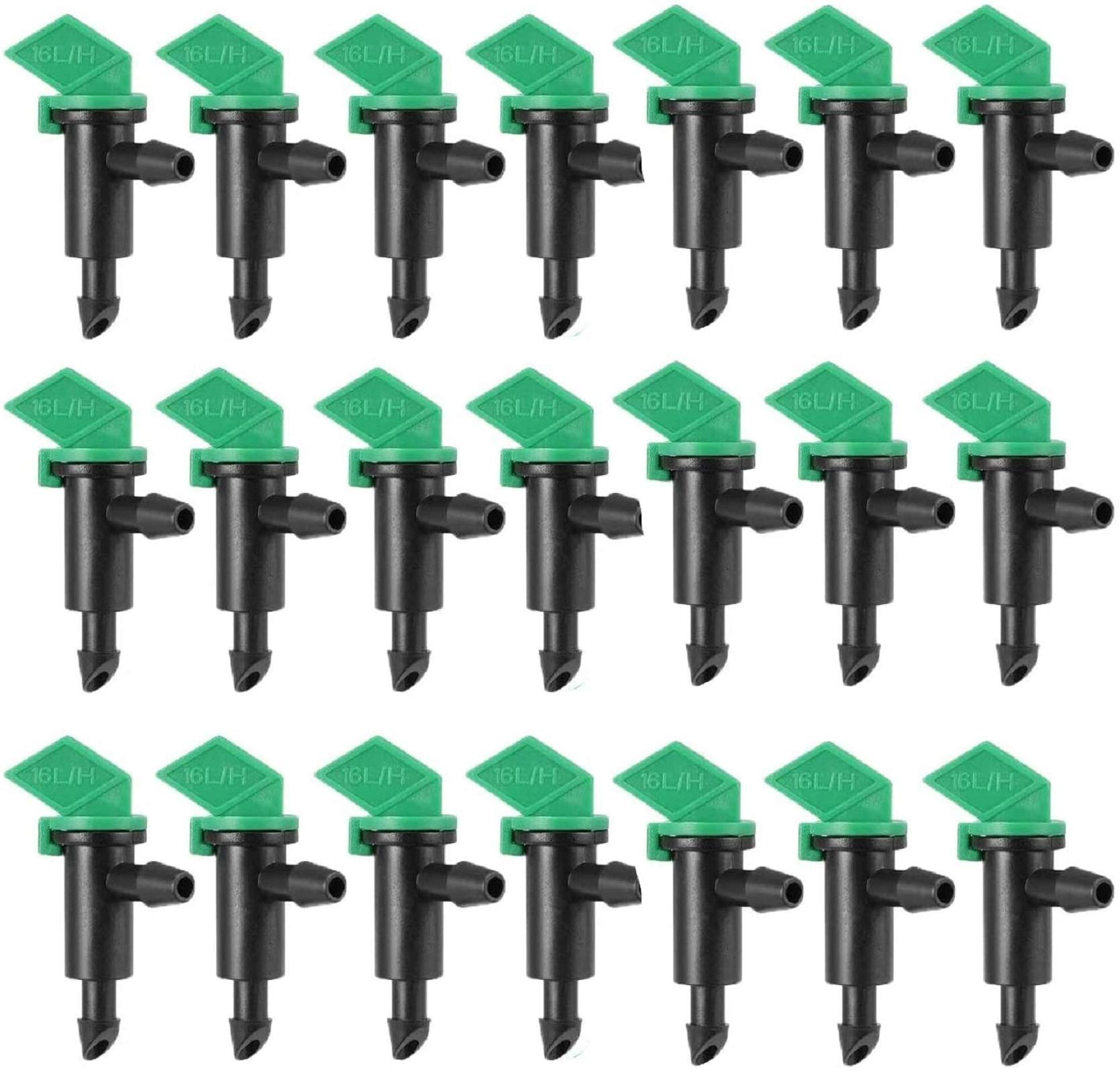 200 Pack 4GPH Drip Emitters - 16L/H Garden Irrigation Drippers for 4mm/7mm Hose - Efficient Water Saving Sprinklers for Home Garden, Lawn & Greenhouse (Green) - Perfect for Vegetable Patches, Flower Beds & Container Plants