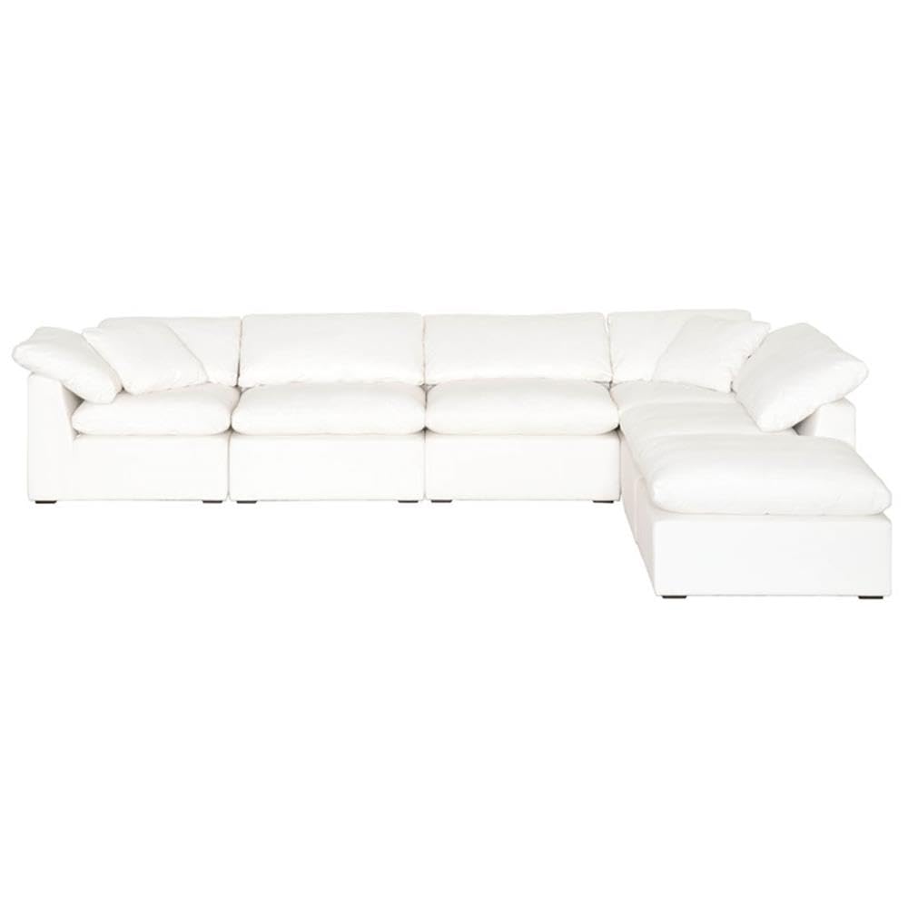 Star International White Fabric Modular Ottoman with Stitch & Hand Sky Design - Perfect for Living Room, Bedroom, or Home Office Seating & Storage