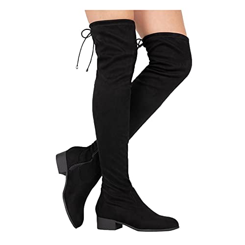 Xudanell Women's Over The Knee Suede Thigh High Boots - Flat Platform Cowboy Booties for Women | Stylish Fall & Winter Fashion, Party & Casual Outfits