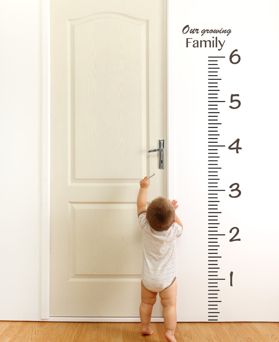 Giant Vinyl Growth Chart Kit for Kids - DIY Height Wall Ruler with Large Measuring Tape & Number Decals (73x23 inches, Brown) | Perfect for Nursery, Bedroom Decor & Tracking Child's Growth Milestones
