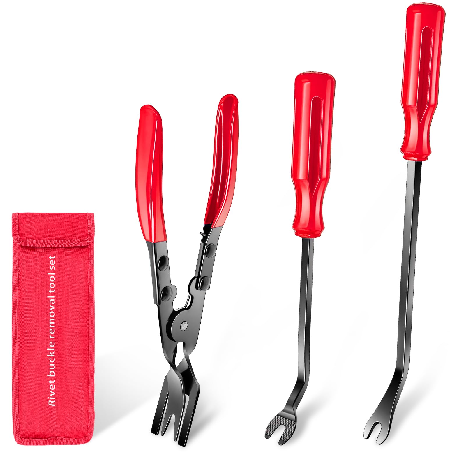 3 Pcs Clip Remover Tool Set - Auto Trim Fastener Removal Pliers & Pry Tools for Car Door Panel & Dashboard Repair | Professional Automotive Interior Clip Removal Kit for DIY Car Maintenance & Detailing