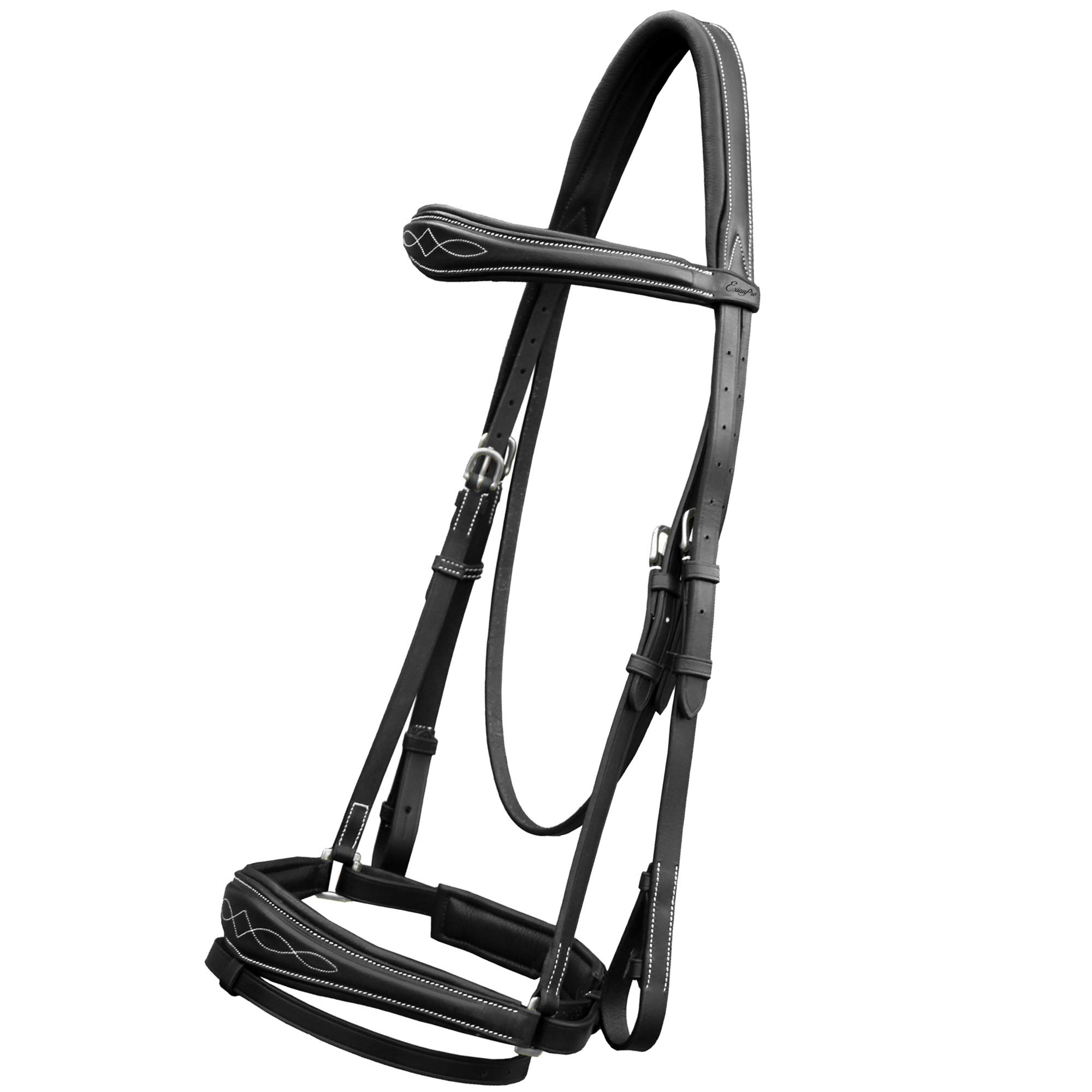 Premium Horse Dressage Bridle with Soft Padded Anatomic Crank Noseband & Reins - Comfortable Equestrian Training Gear for Dressage, Jumping & Riding Lessons