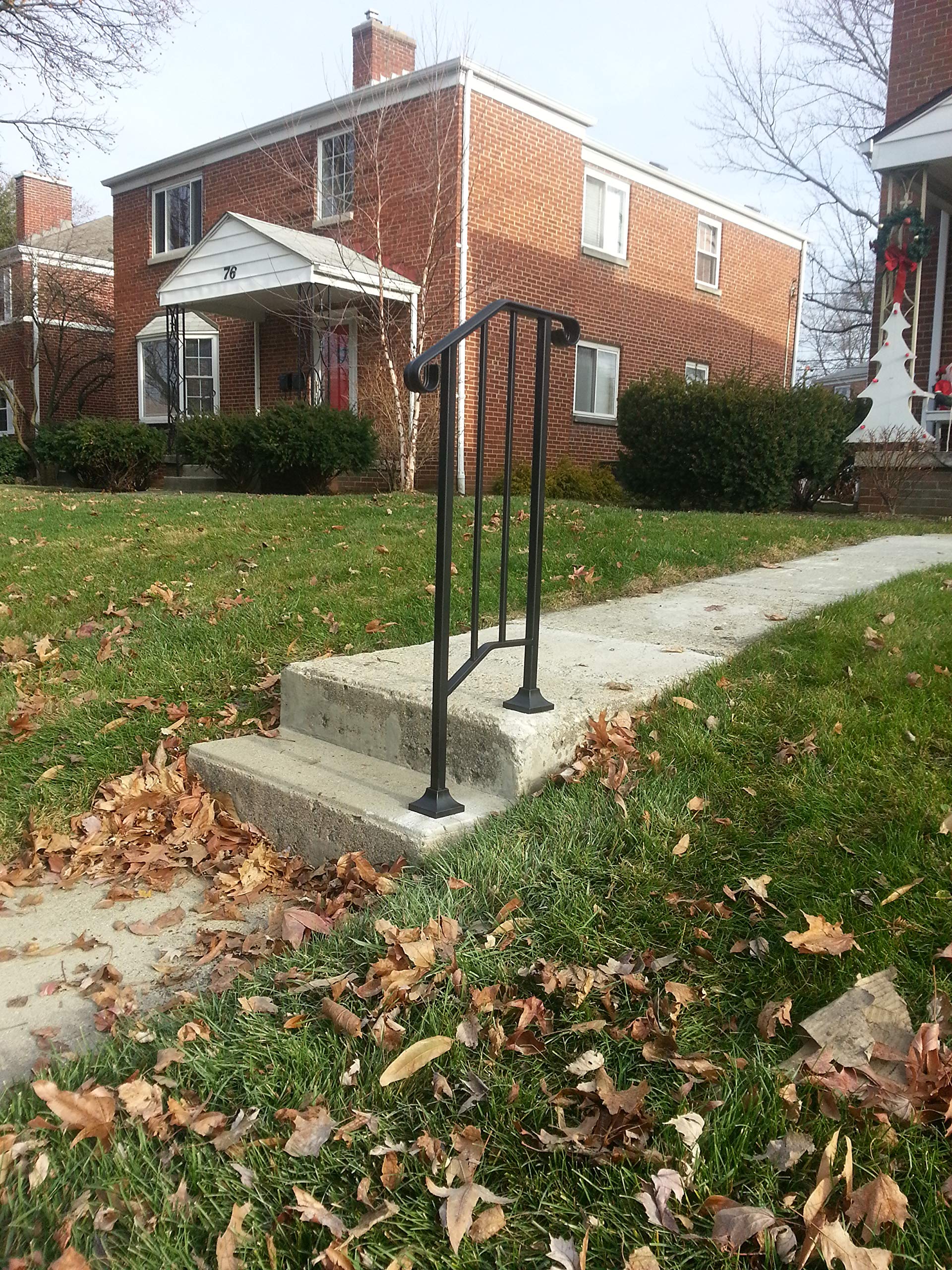 Iron X Handrail Picket #1 - Heavy Duty Steel Stair Railing for Brick or Paver Steps | Outdoor Stair Safety & Deck Handrail for Home & Garden