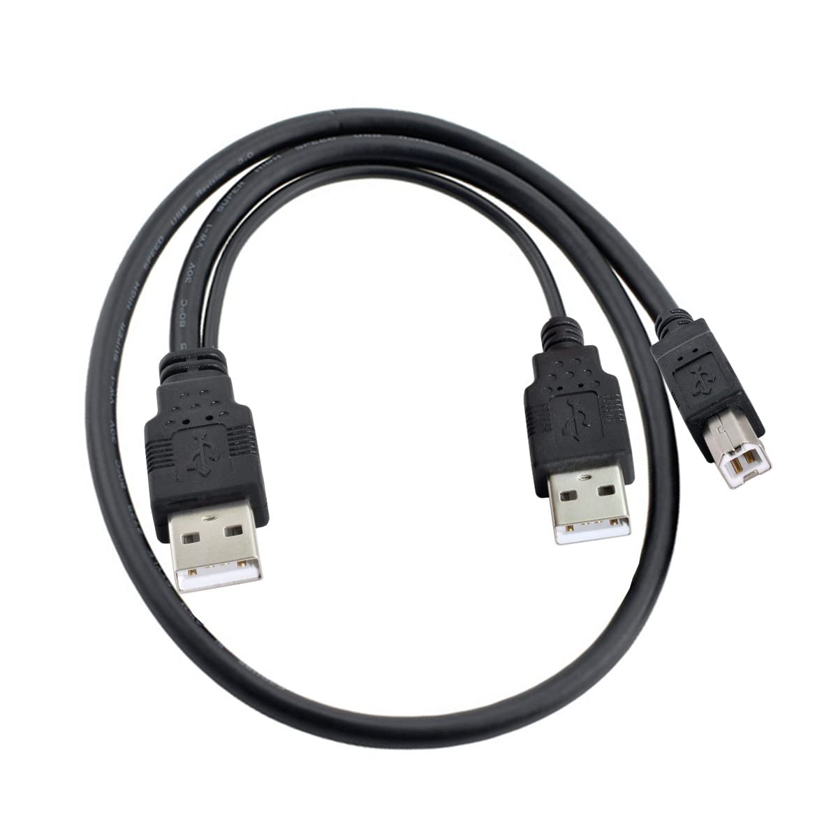 Dual USB 2.0 Male to Standard B Male Y Cable 80cm - High Speed Data Sync Cable for Printer, Scanner & External Hard Drive | Perfect for Office Setup, Home Printing & Data Backup Solutions