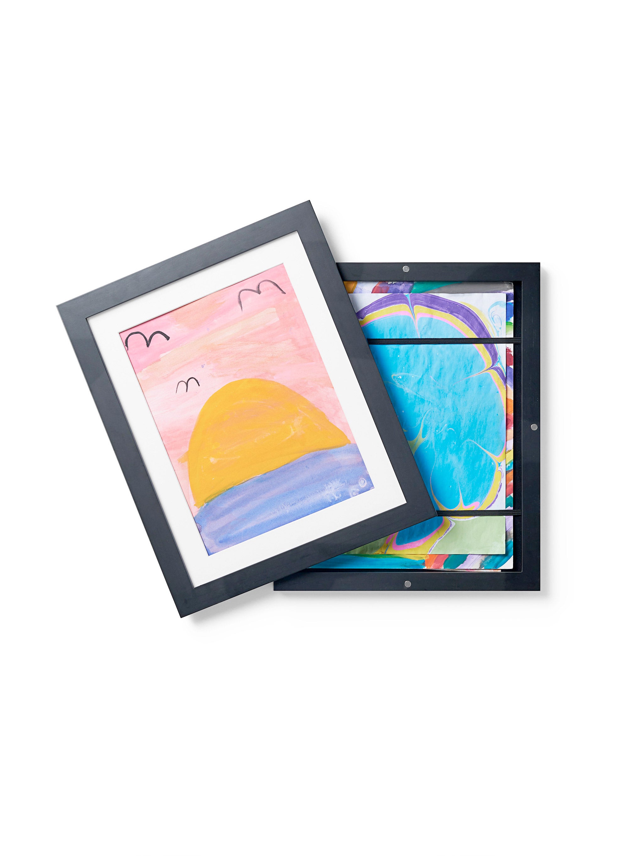 Kids Art Frame in Black Solid Wood, 8.5x11 Inches (22x28 cm) - Perfect for Displaying Children's Drawings, School Projects & Nursery Decor