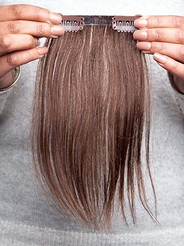 EasiPieces 4 Inch Wide German Chocolate Brown Human Hair Topper - 12 Inch Remy Hair with Polyurethane Base for Thinning Hair & Volume - Perfect for Daily Wear, Special Occasions & Hair Loss Solutions