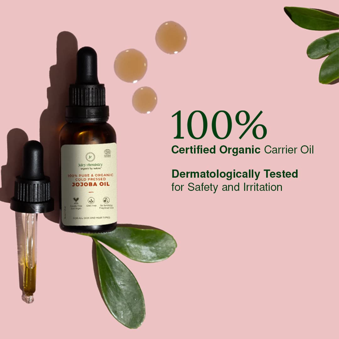 Organic Jojoba Oil 30ml - 100% Pure Cold Pressed Virgin Carrier Oil for Skin, Hair & Nails | Rich in Vitamin E & Ceramides | Deeply Moisturizing Anti-Aging Treatment | Perfect for Dry Skin, Hair Care & DIY Beauty Recipes