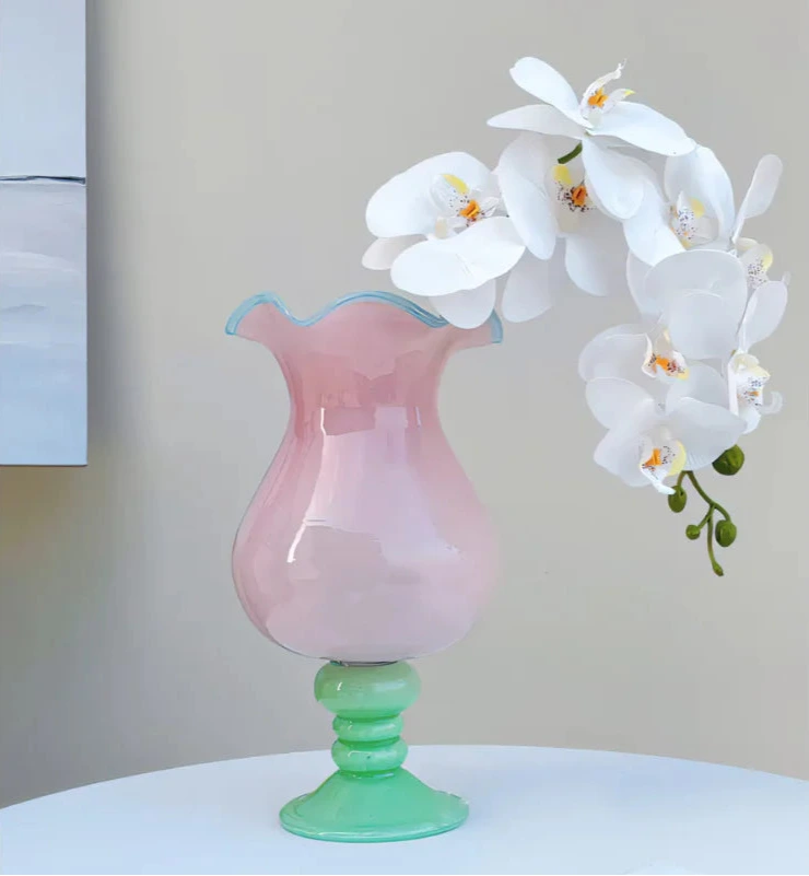 Lily Bloom Pedestal Glass Vase - Elegant 12