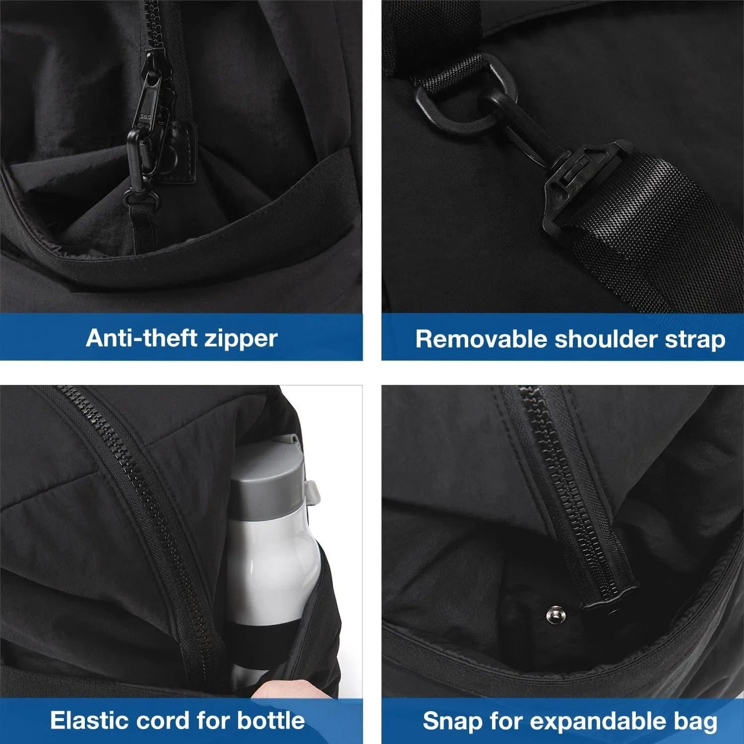 Zoraesque Black Duffel Bag - Stylish & Durable Travel Duffel for Gym, Work, Weekend Trips & Outdoor Adventures