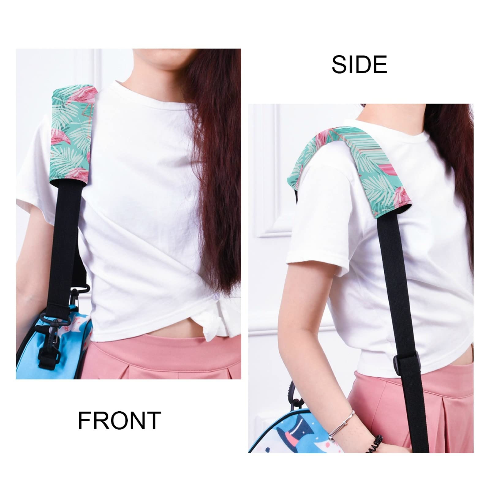 **Pink Flamingo Tropical Palm Leaves Adjustable Car Seat Belt Covers (2-Pack) – Universal Shoulder Strap Pads for Adults & Kids – Soft Comfort for Long Drives, Road Trips & Daily Commutes**