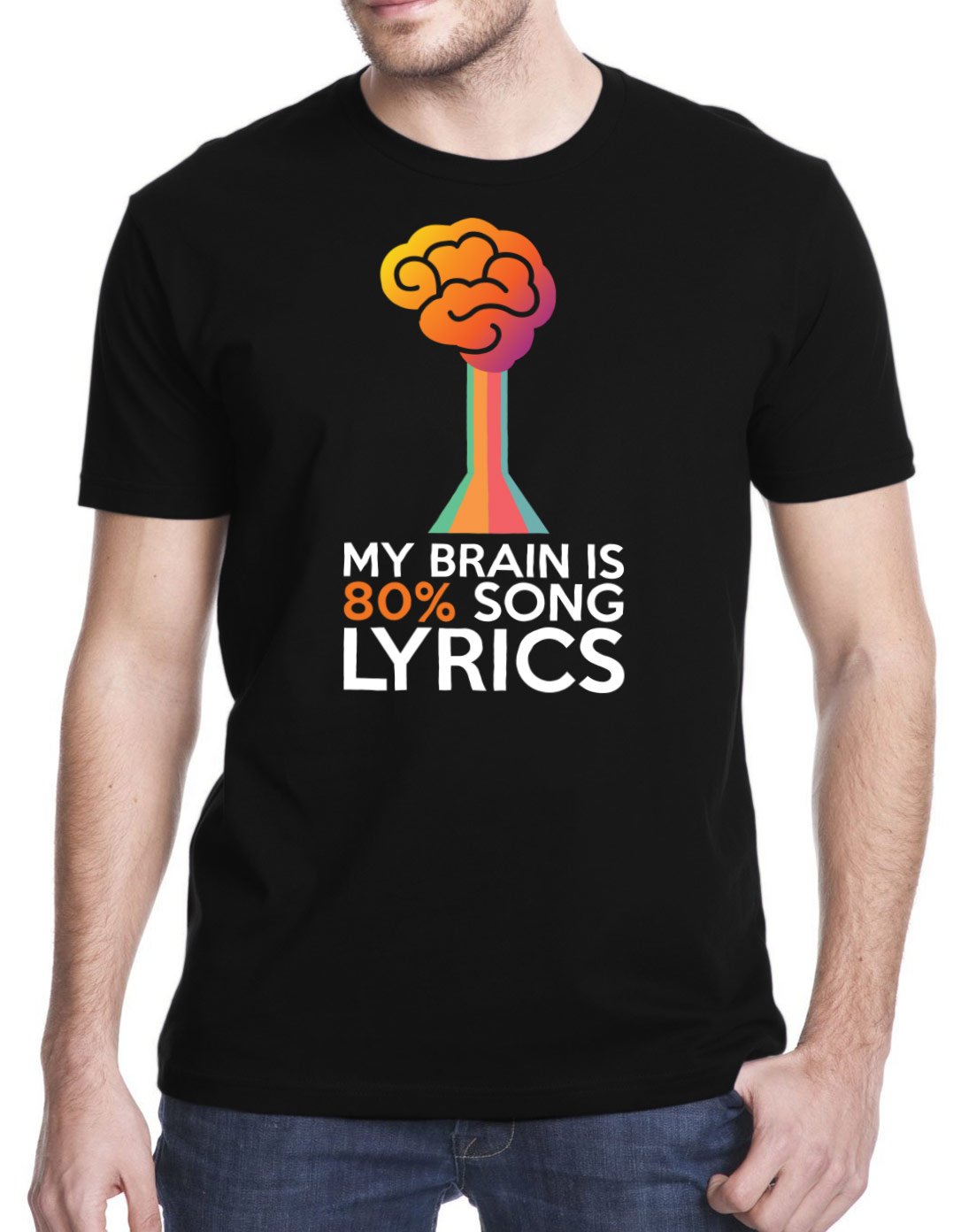 Gbond Apparel My Brain is 80% Song Lyrics Graphic T-Shirt for Music Lovers - Perfect for Concerts, Festivals & Casual Wear