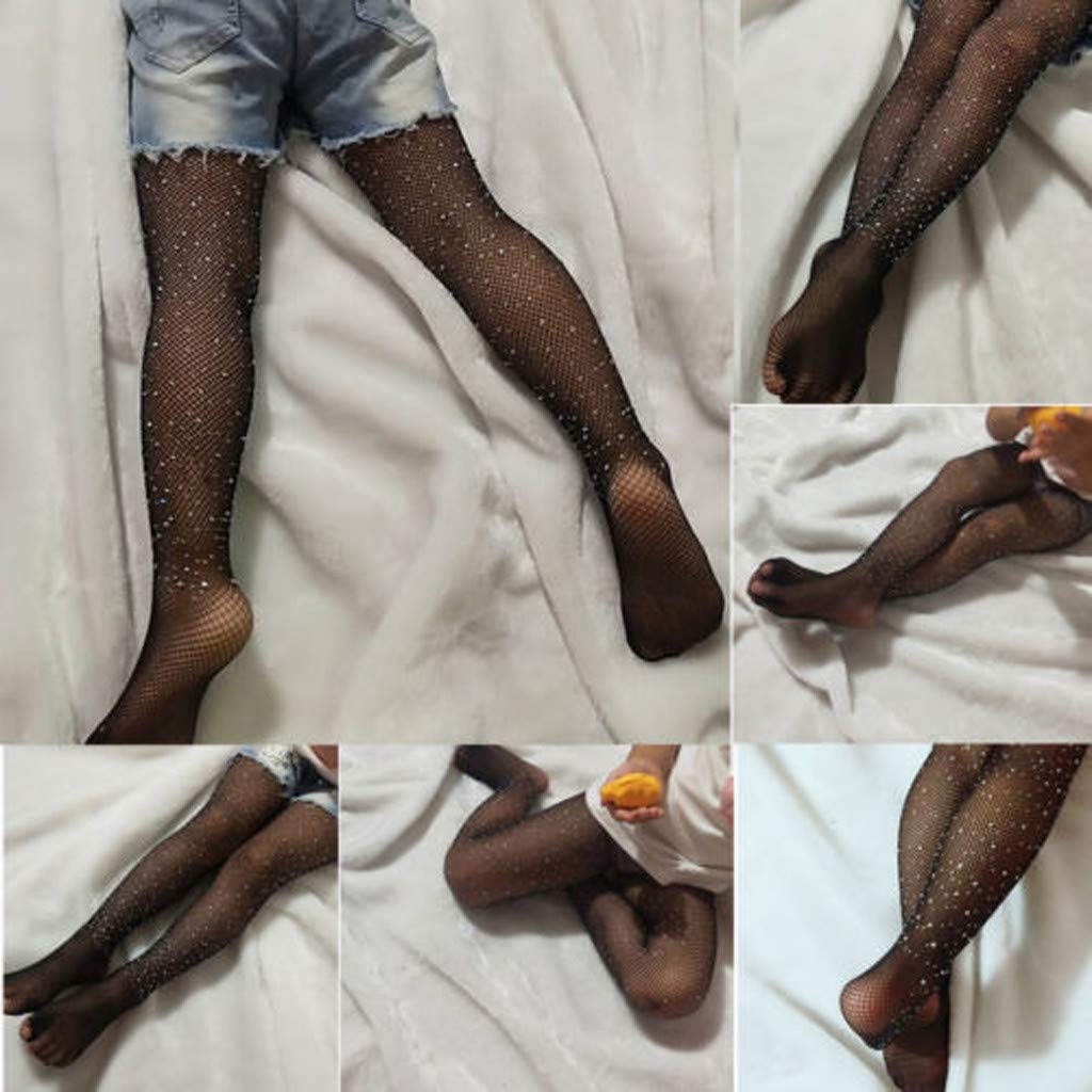 Moonker Girls Fishnet Stockings for Kids 7-12 Years - Mesh Flash Tights with Lightning Design - Perfect for Dance Costumes, Halloween Outfits & Party Wear