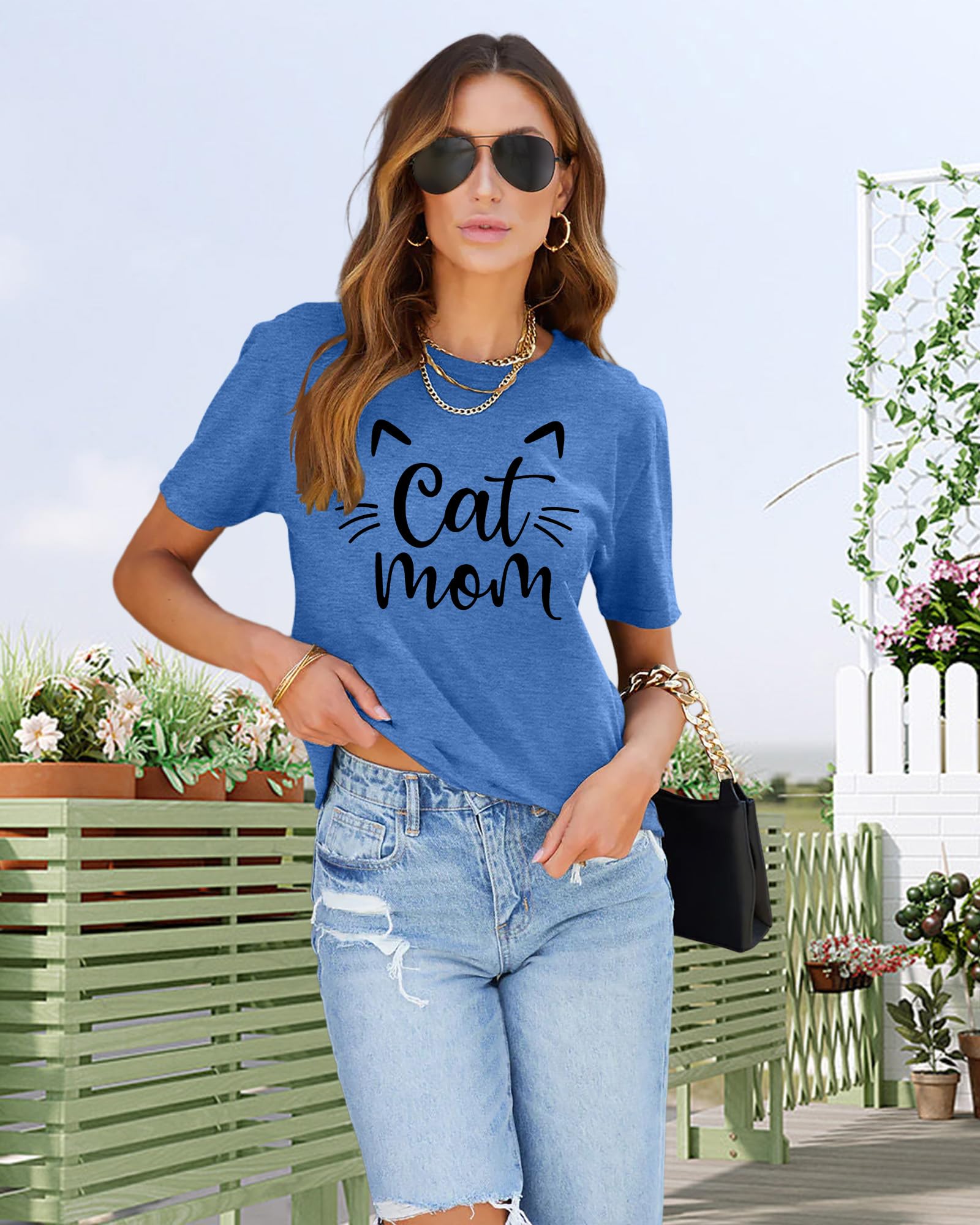 Funny Cat Mom T-Shirts for Women - Cute Cat Lover Graphic Tees - Perfect Gift for Pet Owners - Casual Wear for Cat Cafes, Vet Visits & Cat-Themed Parties