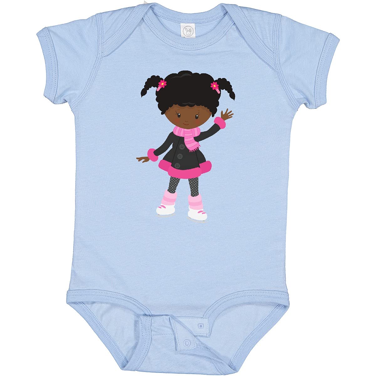 Inktastic African American Girl Ice Skating Baby Bodysuit - Cute Outfit for Toddlers, Infants & Newborns - Perfect for Winter Sports, Ice Rink, Skating Lessons & Playdates