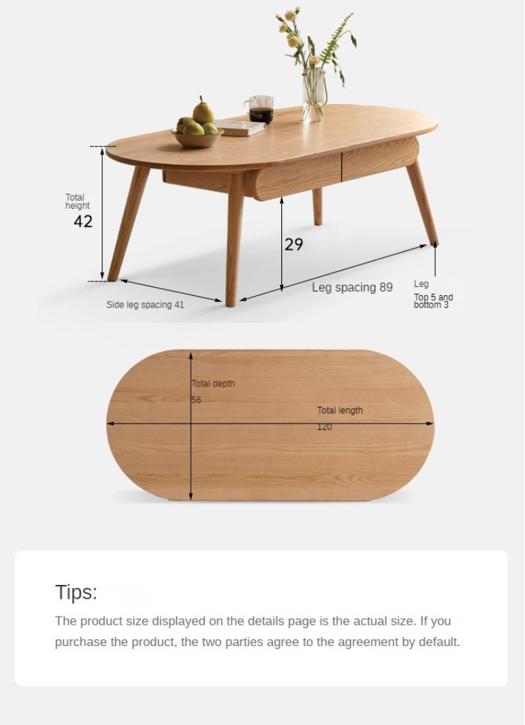 Premium Oak Solid Wood Luxury Coffee Table - Modern & Durable Living Room Centerpiece for Home Decor & Entertainment