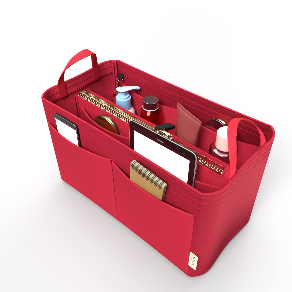 VJOY Purse Organizer Insert for Handbags - Felt Bag Organizer with Shaper for Neverfull, Speedy, Graceful MM GM - Medium Size in Red - Perfect for Travel & Everyday Use
