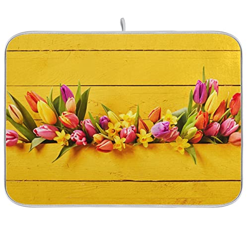 Tulips on wooden board 15