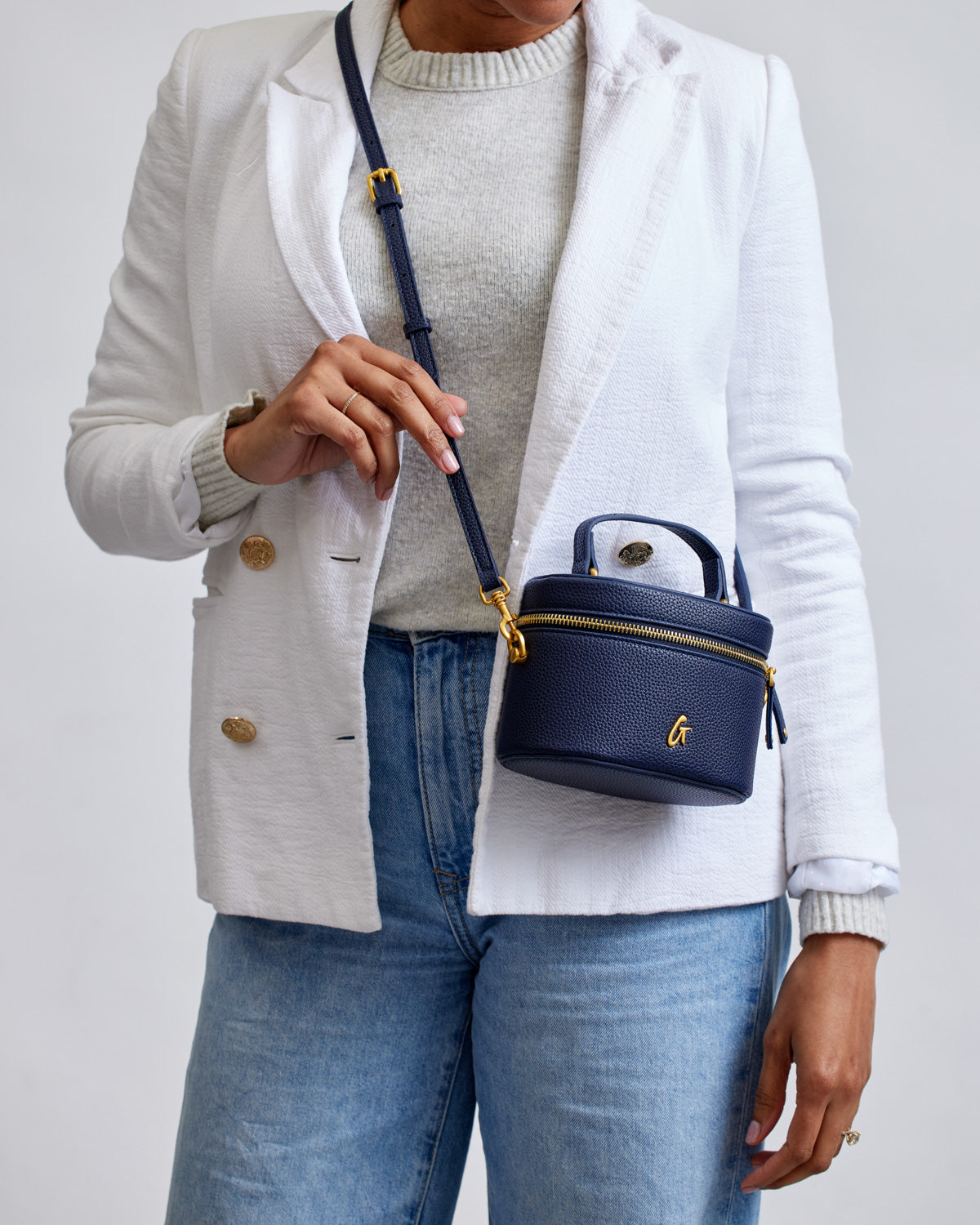 Mini Pebble Vanity Bag in Navy - Stylish and Compact Makeup Pouch for Travel, Gym, and Everyday Essentials