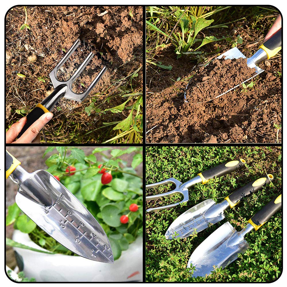 5-Piece Heavy Duty Aluminum Garden Tool Set - Durable Weeding & Soil Loosening Kit for Gardening, Landscaping & Outdoor Planting (Perfect for Home Gardens, Flower Beds & Vegetable Patches)