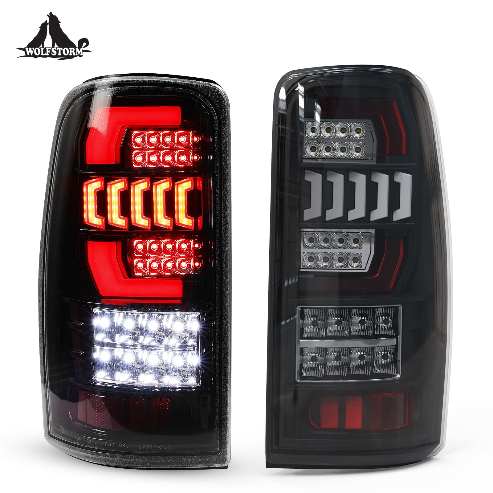 WOLFSTORM LED Tail Lights Assembly - Compatible for 2000-2006 Chevy Suburban, Tahoe & GMC Yukon (Clear Lens) - Durable Replacement Tail Lamps for Enhanced Night Visibility and Style Upgrade
