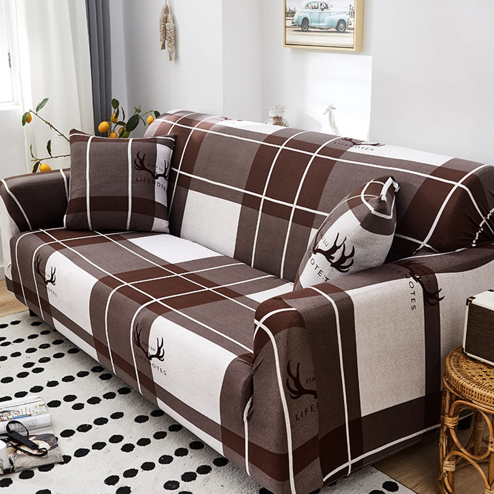 Waterproof Slip-Resistant Sofa Cover with Elastic Bottom - Washable 3-Seater Couch Protector (74-90