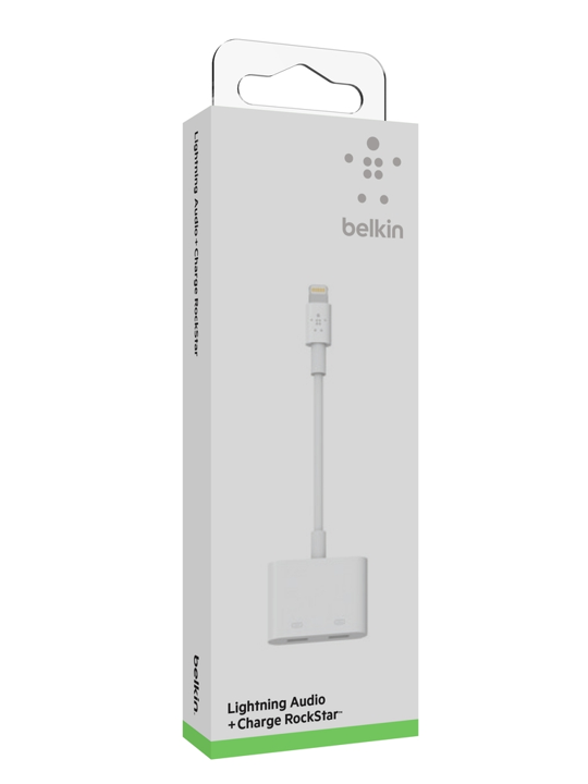 Belkin Lightning Audio Adapter with Charging Port - White | Compatible with iPhone & iPad for Music & Calls
