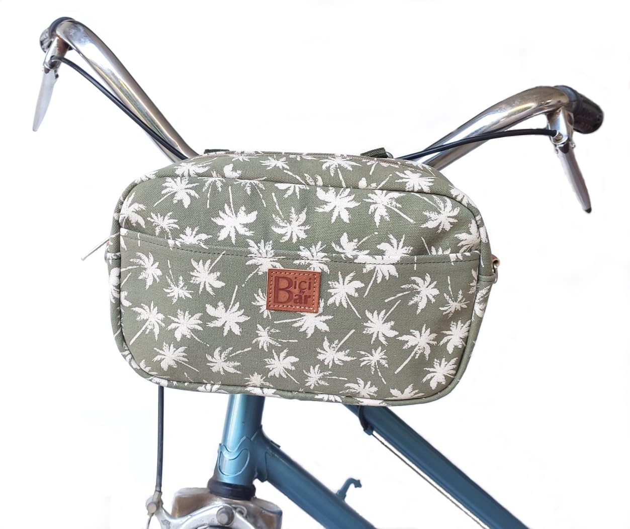 Durable Cotton Canvas Bicycle Handlebar Bag - Convertible to Crossbody Bag for Cycling, Commuting & Outdoor Adventures | Palms Bike Pack Front Handlebar Storage