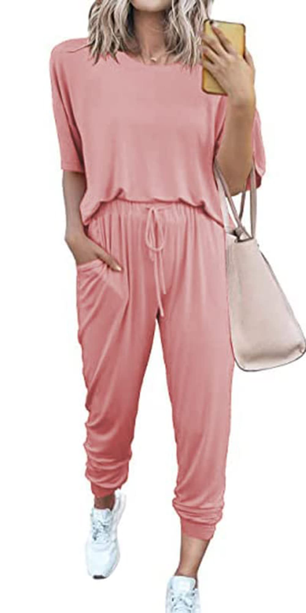 Women's Two Piece Sweatsuit Set - Comfortable Jogger Pants with Pockets | Casual Lounge Wear & Workout Outfit for Home, Gym, and Running