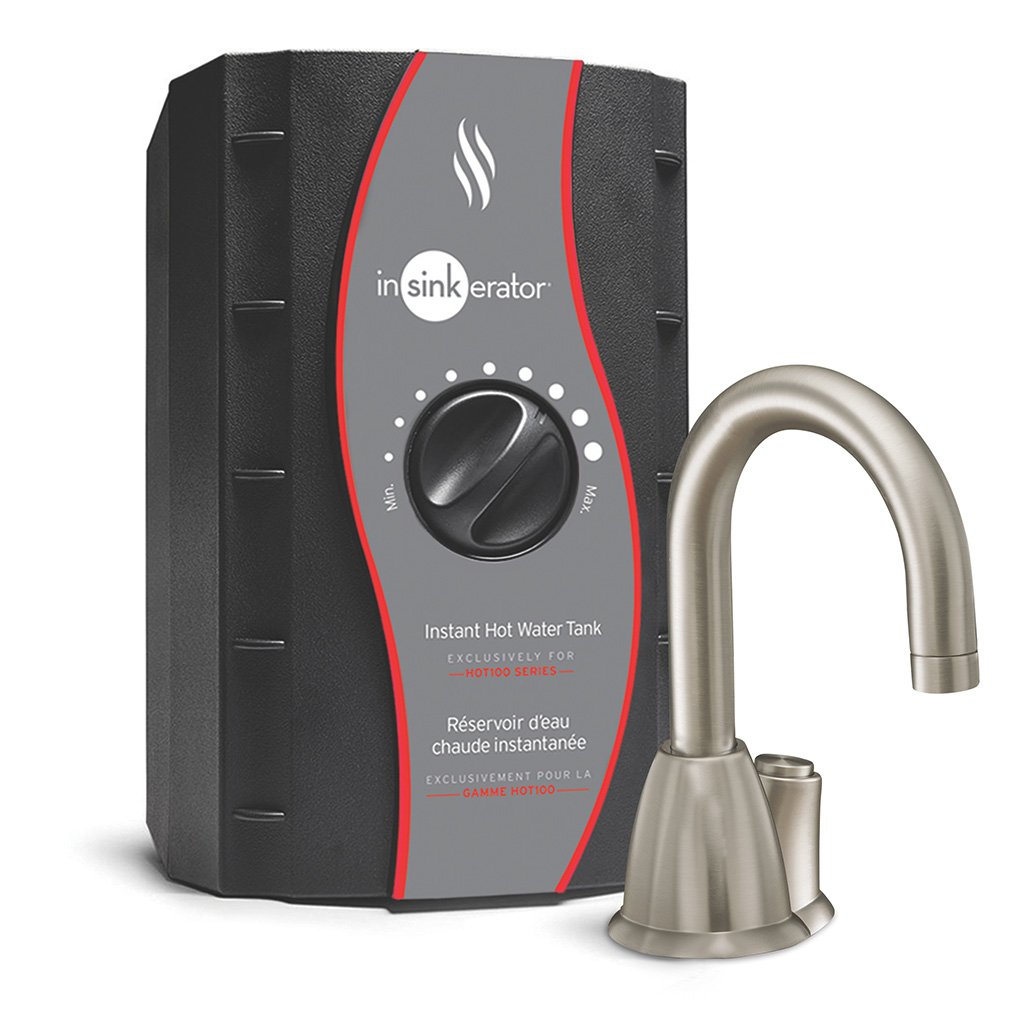 InSinkErator H-HOT100SN-SS Stainless Steel Instant Hot Water Dispenser System, 1/2 Gallon Capacity, Satin Nickel Finish - Perfect for Kitchen Sink, Coffee & Tea Brewing, Baby Formula Preparation