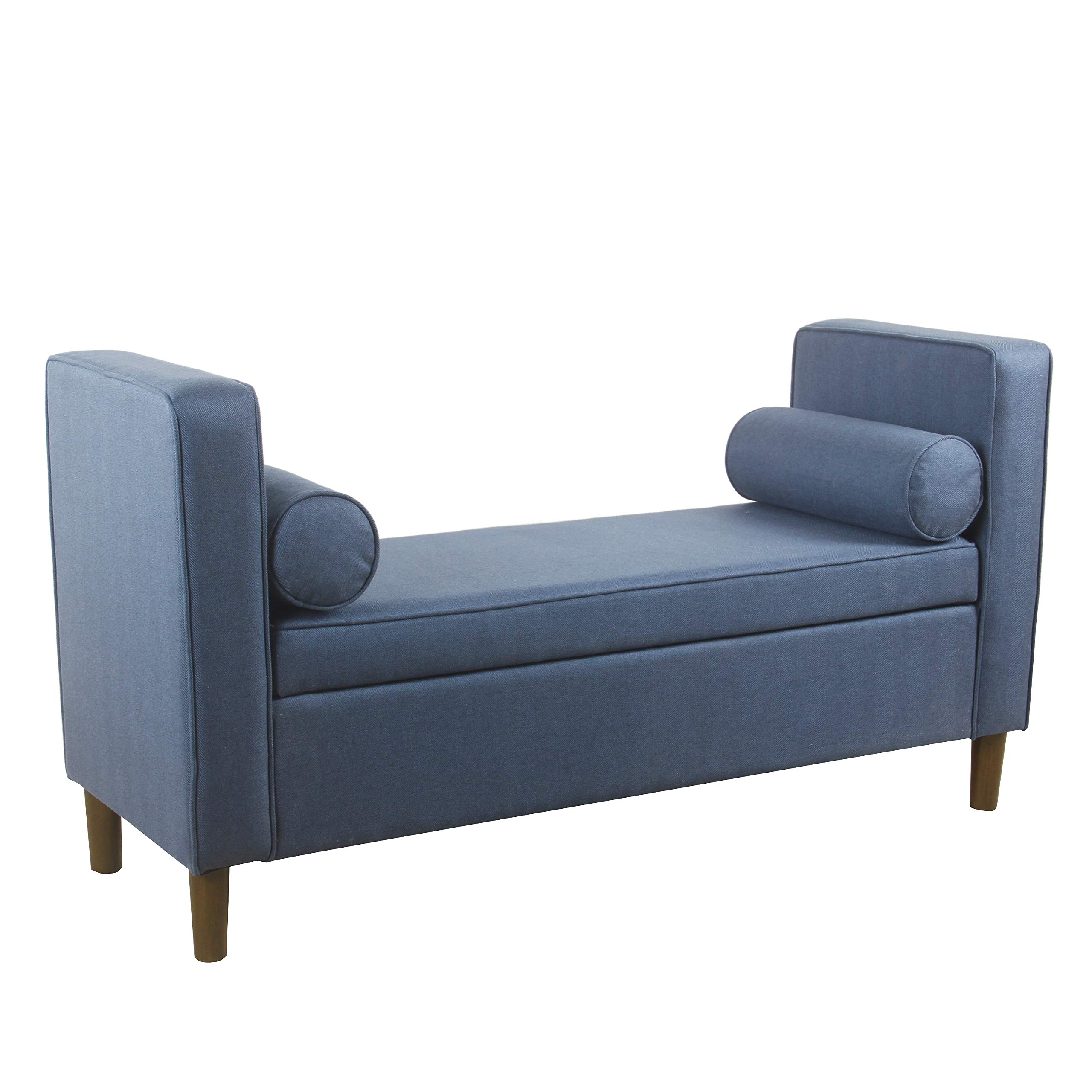 Modern Storage Ottoman Bench with Pillows - Navy Home Decor for Living Room & Bedroom