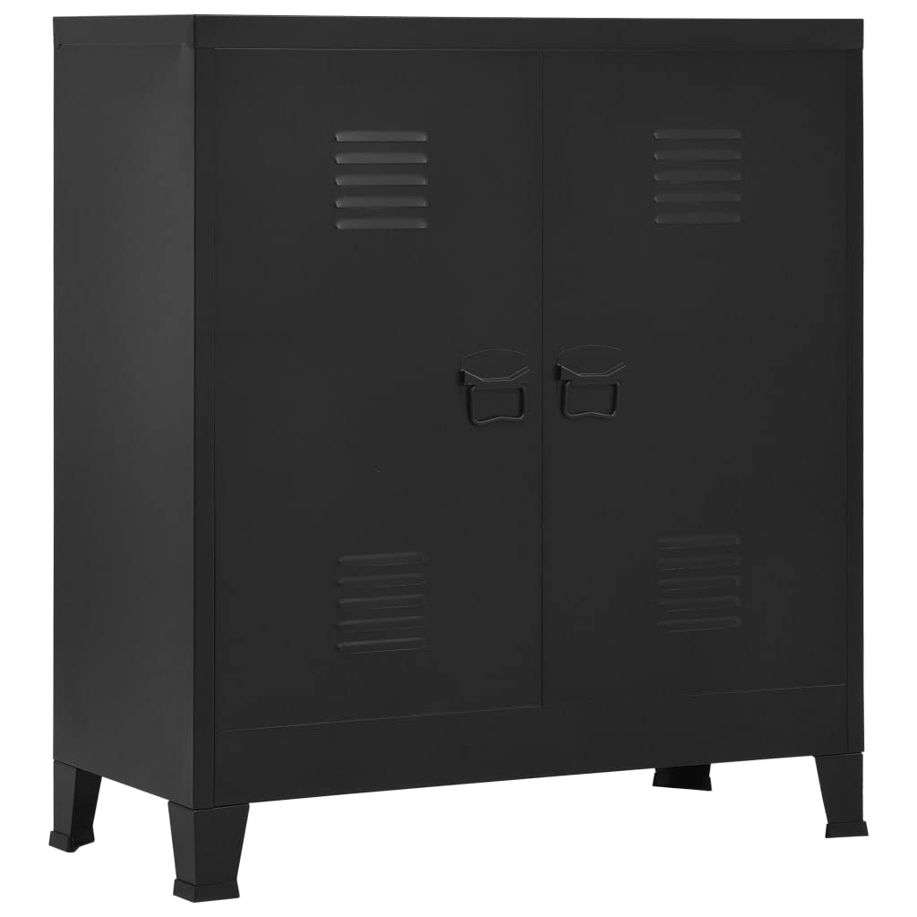 CHARMMA 2-Drawer Metal File Cabinet with Adjustable Shelves & 4 Vents - Vertical Storage Cabinet for Hanging Files, Home & Office Organization (Black) - Perfect for Document Storage, Office Supplies & Workspace Organization