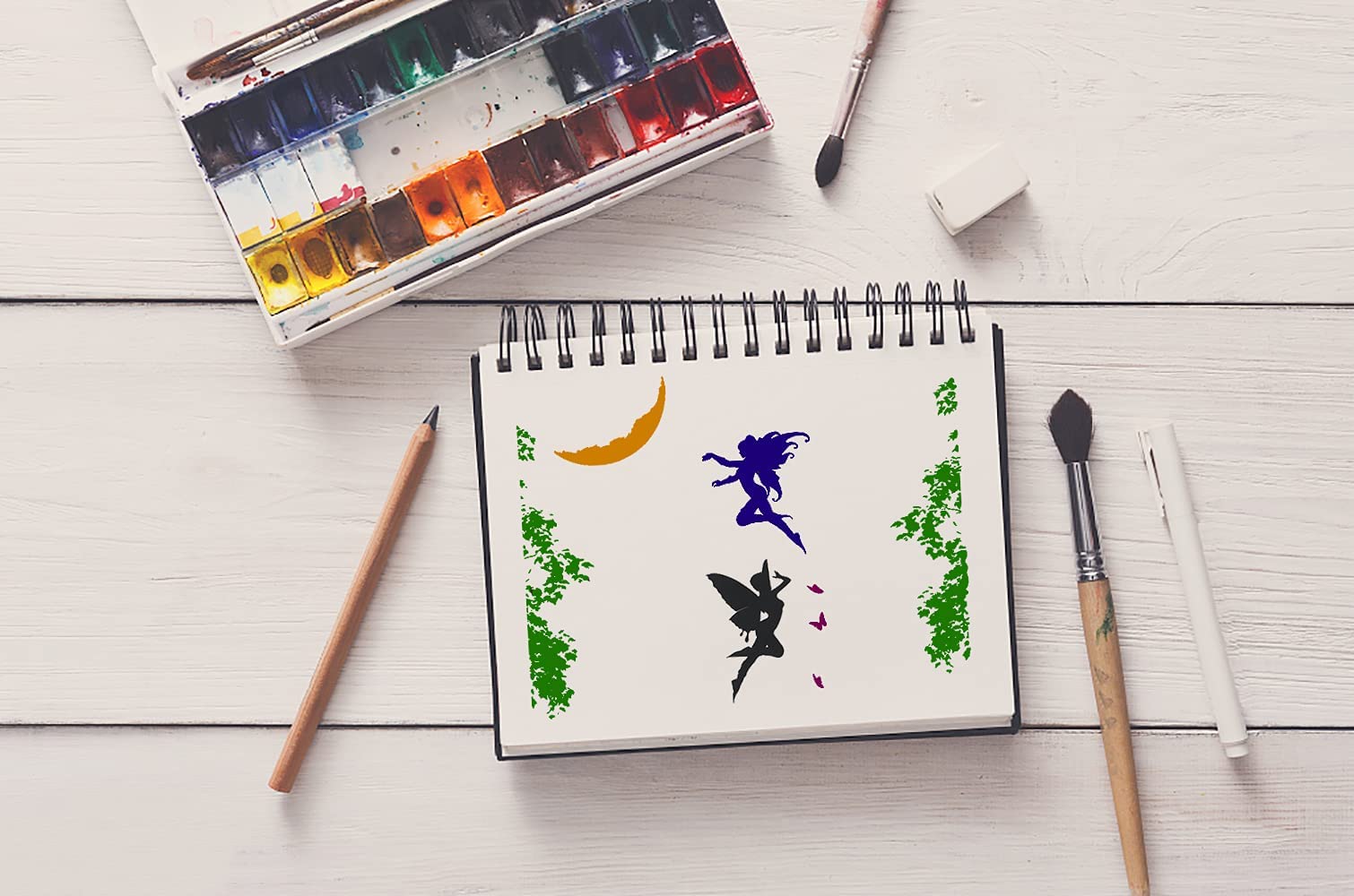 Fairy Moon & Butterfly Wings Clear Stamps for Card Making - DIY Scrapbooking, Photo Album Decorations - Perfect for Handmade Greeting Cards, Journaling & Craft Projects