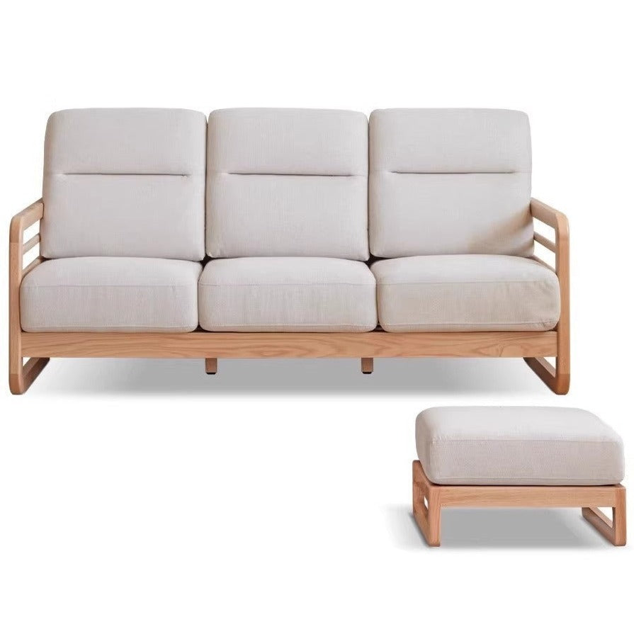 Oak Wood Fabric Sofa with String Style Backrest - Modern Living Room Furniture for Comfortable Home Decor