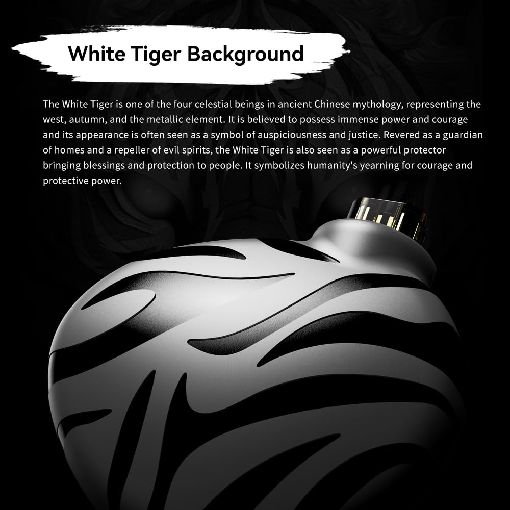 TRN White Tiger Hybrid Dual Dynamic Driver & Planar Diaphragm 0.78mm 2Pin HiFi Earphones (No Mic) - Audiophile IEMs for Music Production, Gaming & Critical Listening