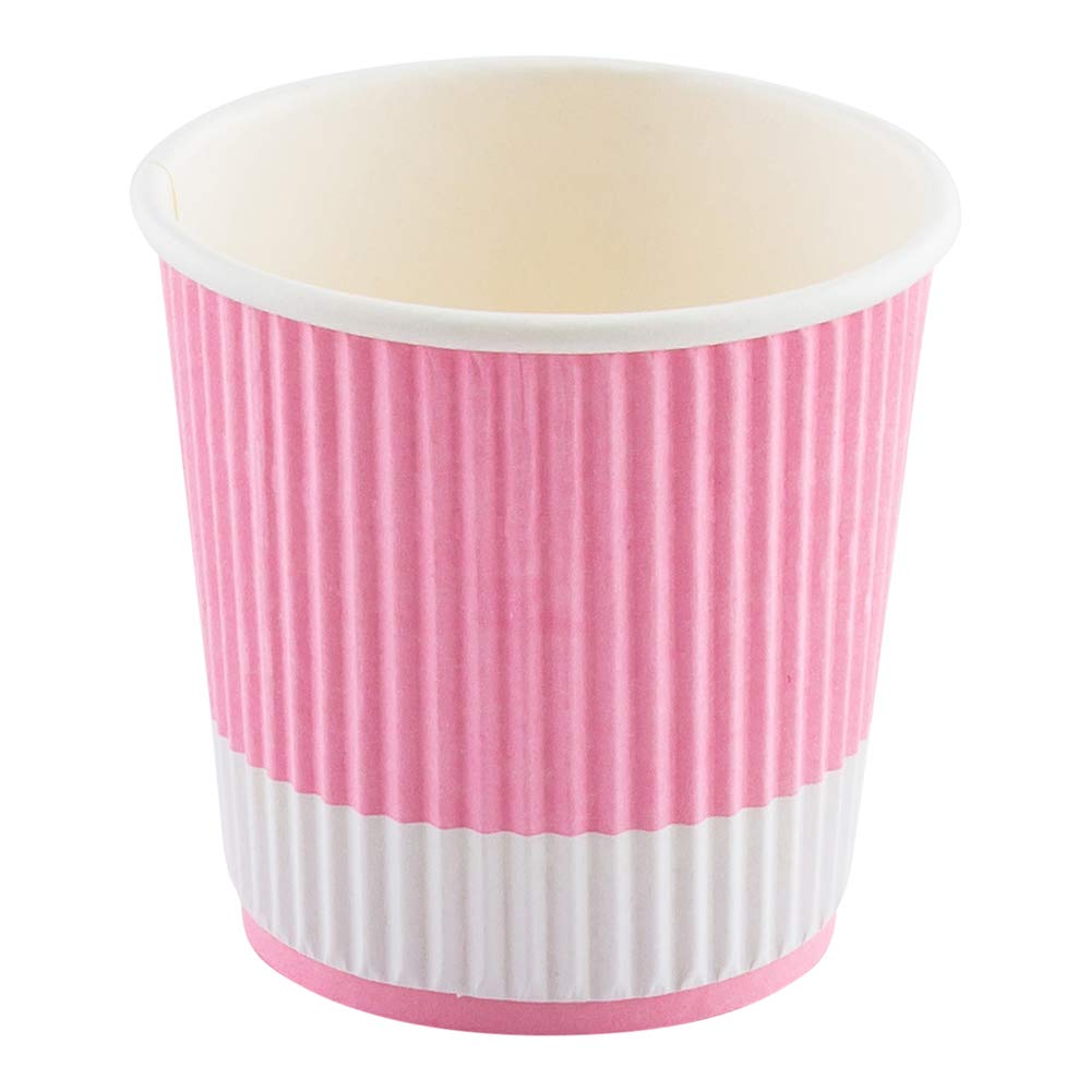 4oz Disposable Paper Coffee Cups - 25 Pack Leakproof Ripple Wall Hot Cups, Recyclable & Insulated Light Pink - Perfect for Coffee Shops, Offices & Catering (Lids Sold Separately)