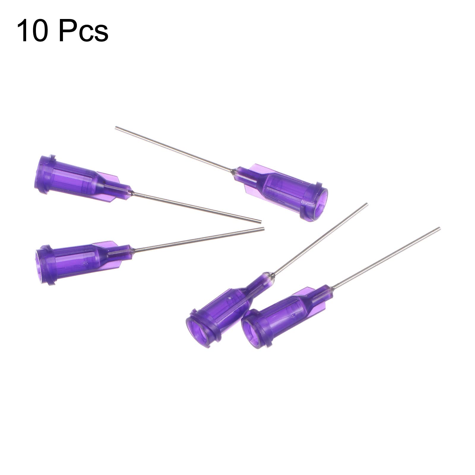 Industrial Blunt Tip Dispensing Needle with Luer Lock for Liquid Glue Gun - 21G 1 Inch, 10 Pack (Purple) - Perfect for Precision Adhesive Application, DIY Crafts, and Industrial Bonding Projects
