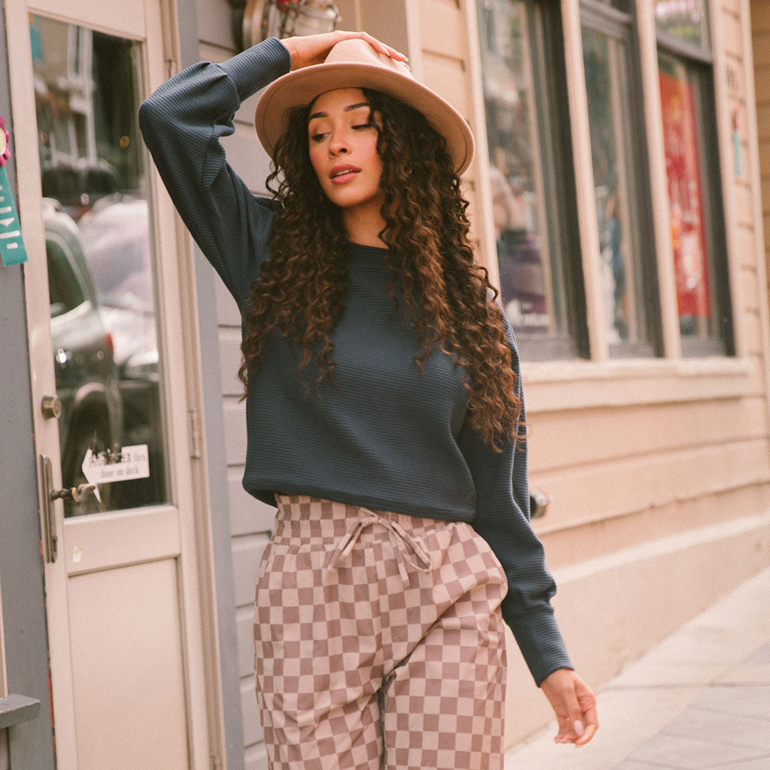 Atlas Ribbed Sweater for Women - Soft Navy Blue Knit Pullover - Perfect for Fall & Winter Layering, Casual Outfits and Office Wear