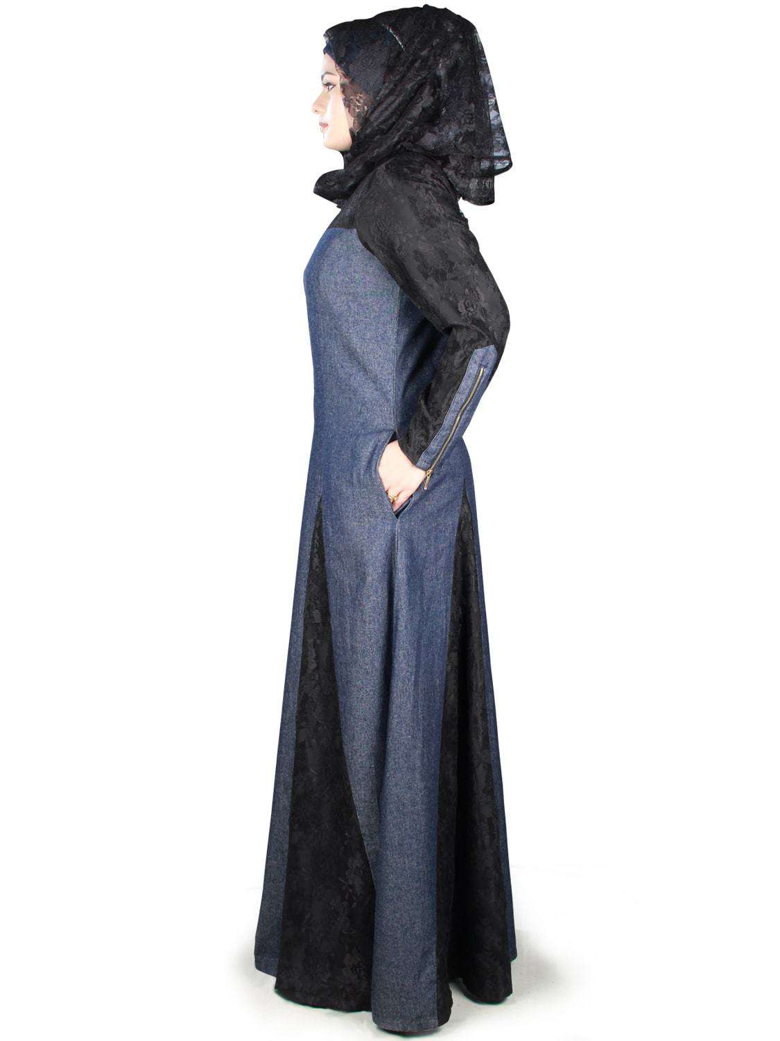 Farizah Denim Abaya - Modest Islamic Dress for Women | Perfect for Prayer, Eid & Everyday Wear
